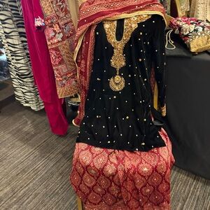 Black and Red Embroidered Traditional Outfit